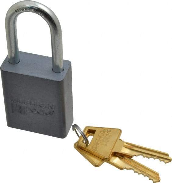 American Lock - 1-1/2" Shackle Clearance, Keyed Alike A31 Padlock - 1/4" Shackle Diam, Aluminum, with Solid Aluminum Finish - Industrial Tool & Supply