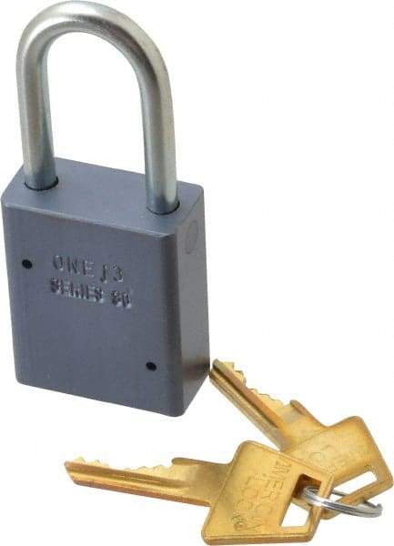 American Lock - 1-1/2" Shackle Clearance, Keyed Alike A31 Padlock - 1/4" Shackle Diam, Aluminum, with Solid Aluminum Finish - Industrial Tool & Supply