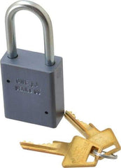 American Lock - 1-1/2" Shackle Clearance, Keyed Alike A31 Padlock - 1/4" Shackle Diam, Aluminum, with Solid Aluminum Finish - Industrial Tool & Supply