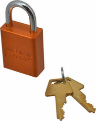 American Lock - Keyed Alike Conductive Lockout Padlock - 1" Shackle Clearance, 1/4" Shackle Diam, 1.8" Body Height x 1-1/2" Body Width, Orange, 5 Pins - Industrial Tool & Supply