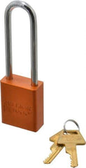 American Lock - Keyed Different Conductive Lockout Padlock - 3" Shackle Clearance, 1/4" Shackle Diam, 1.8" Body Height x 1-1/2" Body Width, Orange, 5 Pins - Industrial Tool & Supply