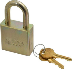American Lock - 1-1/8" Shackle Clearance, Keyed Different A5200GLN Padlock - 5/16" Shackle Diam, Steel, with 1-3/4" Solid Steel Body w/Zinc Chromate Finish - Industrial Tool & Supply