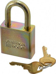 American Lock - 1-1/8" Shackle Clearance, Keyed Alike A5200GLN Padlock - 5/16" Shackle Diam, Steel, with Solid Steel Finish - Industrial Tool & Supply