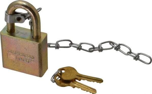 American Lock - 1-1/8" Shackle Clearance, Keyed Different A5200GLWN Padlock - 5/16" Shackle Diam, Steel, with Solid Steel Finish - Industrial Tool & Supply