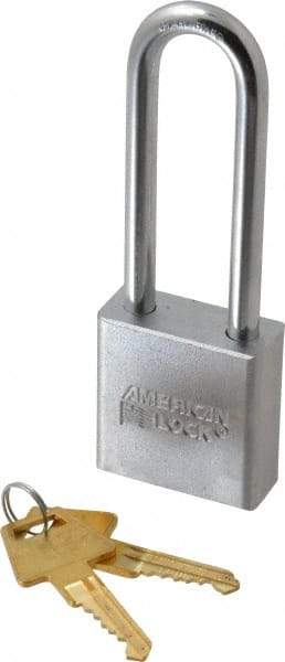 American Lock - 3" Shackle Clearance, Keyed Alike A6202 Padlock - 5/16" Shackle Diam, Steel, with Solid Steel Finish - Industrial Tool & Supply