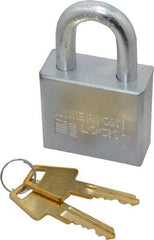 American Lock - 1-1/8" Shackle Clearance, Keyed Alike A50 Padlock - 3/8" Shackle Diam, Steel, with Solid Steel Finish - Industrial Tool & Supply