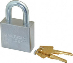 American Lock - 1-1/8" Shackle Clearance, Keyed Alike A50 Padlock - 3/8" Shackle Diam, Steel, with Solid Steel Finish - Industrial Tool & Supply