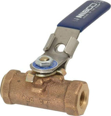 NIBCO - 1/4" Pipe, Reduced Port, Bronze Standard Ball Valve - 1 Piece, Inline - One Way Flow, FNPT x FNPT Ends, Locking Lever Handle, 600 WOG - Industrial Tool & Supply