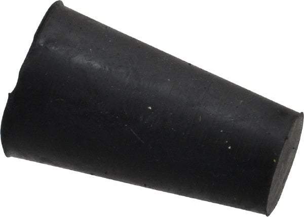 Made in USA - 25/64" Small End, 19/32" Large End Diam, Size 00, Tapered Rubber Stopper - 38 to 48 Shore A Durometer Hardness - Industrial Tool & Supply