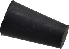 Made in USA - 25/64" Small End, 19/32" Large End Diam, Size 00, Tapered Rubber Stopper - 38 to 48 Shore A Durometer Hardness - Industrial Tool & Supply