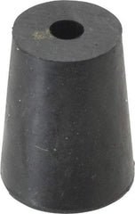 Made in USA - #2, 5/8 Small to 25/32 Large End Diam, Tapered Rubber Stopper with Hole - 38 to 48 Shore A Durometer, 13/64" Hole Diam - Industrial Tool & Supply