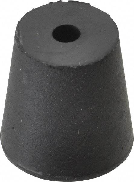 Made in USA - #3, 45/64 Small to 15/16 Large End Diam, Tapered Rubber Stopper with Hole - 38 to 48 Shore A Durometer, 13/64" Hole Diam - Industrial Tool & Supply