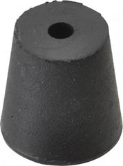 Made in USA - #3, 45/64 Small to 15/16 Large End Diam, Tapered Rubber Stopper with Hole - 38 to 48 Shore A Durometer, 13/64" Hole Diam - Industrial Tool & Supply