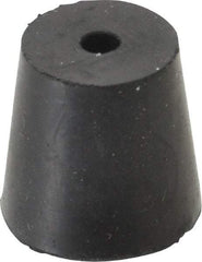 Made in USA - #4, 25/32 Small to 1-1/64 Large End Diam, Tapered Rubber Stopper with Hole - 38 to 48 Shore A Durometer, 13/64" Hole Diam - Industrial Tool & Supply
