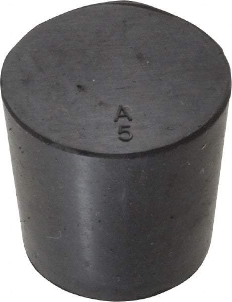 Made in USA - 29/32" Small End, 1-1/16" Large End Diam, Size 5, Tapered Rubber Stopper - 38 to 48 Shore A Durometer Hardness - Industrial Tool & Supply