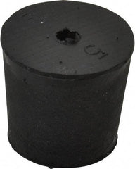 Made in USA - #5, 29/32 Small to 1-1/16 Large End Diam, Tapered Rubber Stopper with Hole - 38 to 48 Shore A Durometer, 13/64" Hole Diam - Industrial Tool & Supply