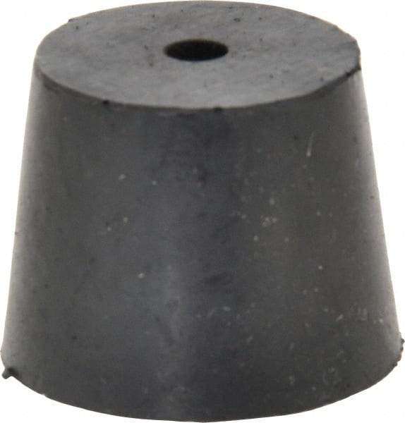 Made in USA - #6, 1-1/64 Small to 1-17/64 Large End Diam, Tapered Rubber Stopper with Hole - 38 to 48 Shore A Durometer, 13/64" Hole Diam - Industrial Tool & Supply