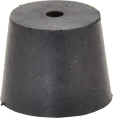 Made in USA - #6, 1-1/64 Small to 1-17/64 Large End Diam, Tapered Rubber Stopper with Hole - 38 to 48 Shore A Durometer, 13/64" Hole Diam - Industrial Tool & Supply