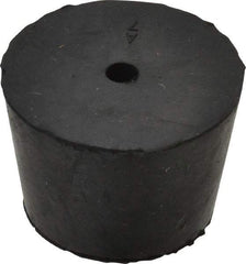 Made in USA - #7, 1-3/16 Small to 1-29/64 Large End Diam, Tapered Rubber Stopper with Hole - 38 to 48 Shore A Durometer, 13/64" Hole Diam - Industrial Tool & Supply