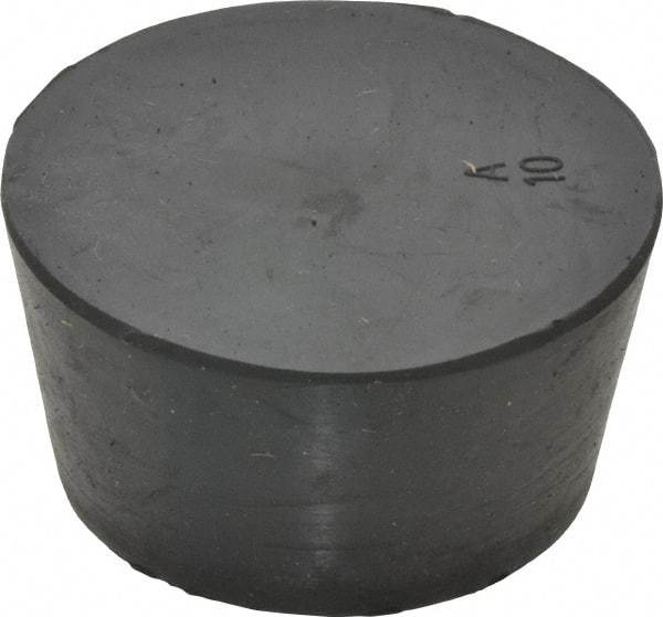 Made in USA - 1-21/32" Small End, 1-31/32" Large End Diam, Size 10, Tapered Rubber Stopper - 38 to 48 Shore A Durometer Hardness - Industrial Tool & Supply