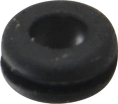 Made in USA - 1/4" OD, 1/8" Thick Flexible Grommet - Rubber, 3/16" Slot Diam x 1/32" Slot Width - Industrial Tool & Supply