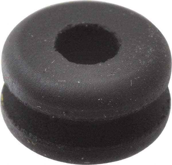 Made in USA - 11/32" OD, 3/16" Thick Flexible Grommet - Rubber, 3/16" Slot Diam x 1/16" Slot Width - Industrial Tool & Supply