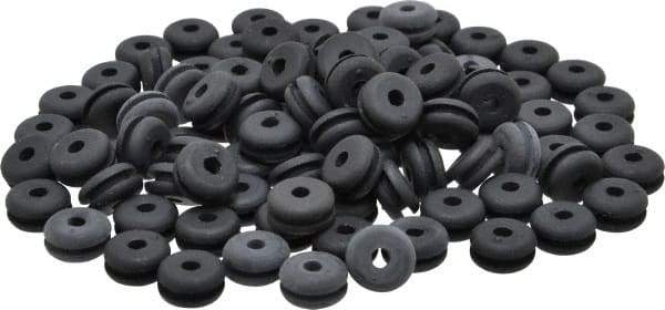 Made in USA - 7/16" OD, 7/32" Thick Flexible Grommet - Rubber, 5/16" Slot Diam x 1/16" Slot Width - Industrial Tool & Supply