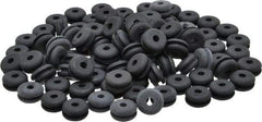 Made in USA - 7/16" OD, 7/32" Thick Flexible Grommet - Rubber, 5/16" Slot Diam x 1/16" Slot Width - Industrial Tool & Supply