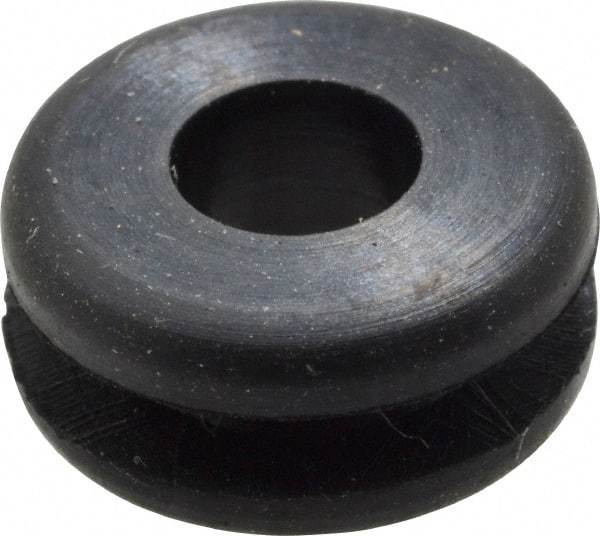 Made in USA - 3/8" OD, 3/16" Thick Flexible Grommet - Rubber, 1/4" Slot Diam x 1/16" Slot Width - Industrial Tool & Supply