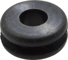 Made in USA - 3/8" OD, 3/16" Thick Flexible Grommet - Rubber, 1/4" Slot Diam x 1/16" Slot Width - Industrial Tool & Supply