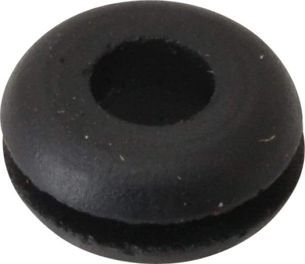 Made in USA - 7/16" OD, 7/32" Thick Flexible Grommet - Rubber, 9/32" Slot Diam x 1/16" Slot Width - Industrial Tool & Supply