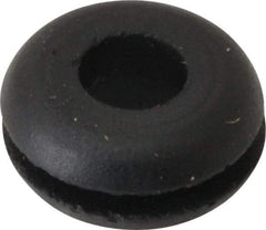 Made in USA - 7/16" OD, 7/32" Thick Flexible Grommet - Rubber, 9/32" Slot Diam x 1/16" Slot Width - Industrial Tool & Supply