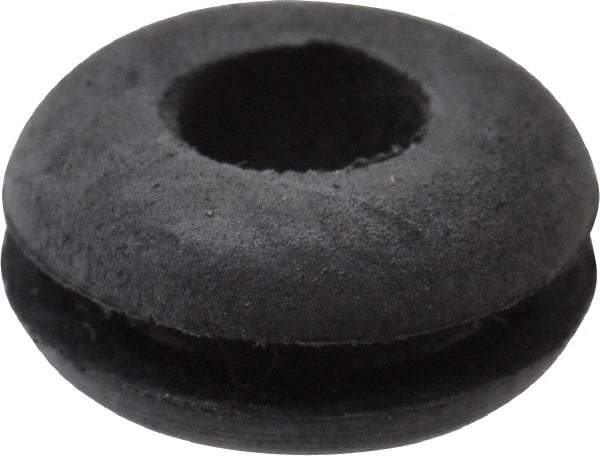 Made in USA - 7/16" OD, 7/32" Thick Flexible Grommet - Rubber, 5/16" Slot Diam x 1/16" Slot Width - Industrial Tool & Supply