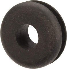 Made in USA - 1/2" OD, 7/32" Thick Flexible Grommet - Rubber, 5/16" Slot Diam x 1/16" Slot Width - Industrial Tool & Supply