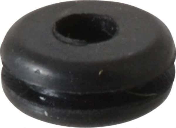 Made in USA - 1/2" OD, 7/32" Thick Flexible Grommet - Rubber, 3/8" Slot Diam x 1/16" Slot Width - Industrial Tool & Supply