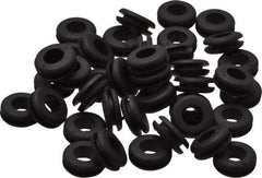 Made in USA - 1/2" OD, 3/16" Thick Flexible Grommet - Rubber, 11/32" Slot Diam x 1/16" Slot Width - Industrial Tool & Supply
