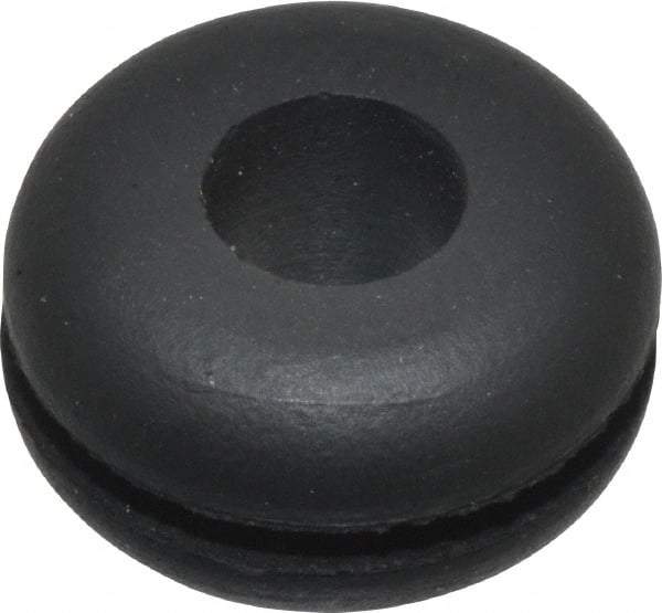 Made in USA - 5/8" OD, 11/32" Thick Flexible Grommet - Rubber, 3/8" Slot Diam x 1/16" Slot Width - Industrial Tool & Supply