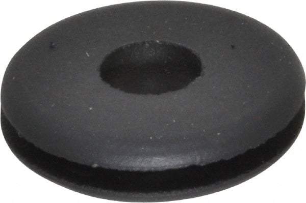 Made in USA - 3/4" OD, 11/64" Thick Flexible Grommet - Rubber, 9/16" Slot Diam x 1/16" Slot Width - Industrial Tool & Supply
