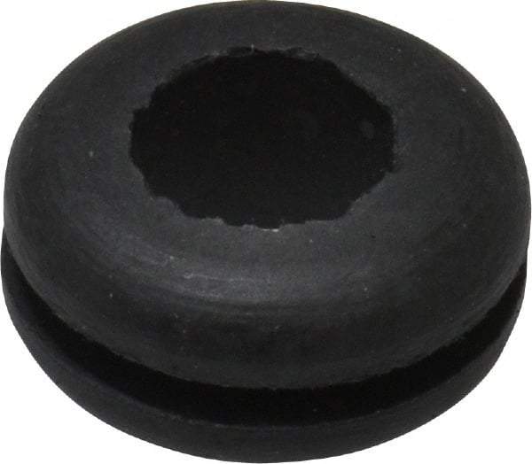 Made in USA - 9/16" OD, 1/4" Thick Flexible Grommet - Rubber, 3/8" Slot Diam x 1/16" Slot Width - Industrial Tool & Supply