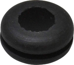Made in USA - 9/16" OD, 1/4" Thick Flexible Grommet - Rubber, 3/8" Slot Diam x 1/16" Slot Width - Industrial Tool & Supply