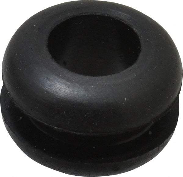 Made in USA - 19/32" OD, 3/8" Thick Flexible Grommet - Rubber, 7/16" Slot Diam x 1/8" Slot Width - Industrial Tool & Supply