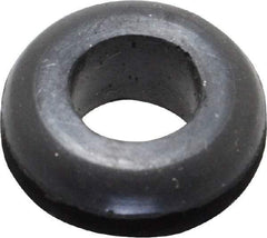 Made in USA - 5/8" OD, 1/4" Thick Flexible Grommet - Rubber, 7/16" Slot Diam x 1/16" Slot Width - Industrial Tool & Supply