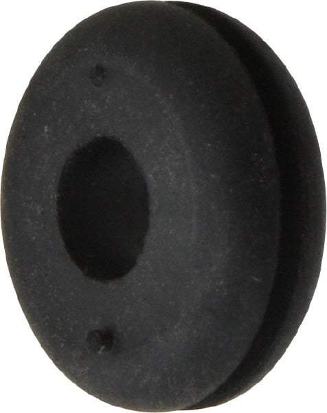 Made in USA - 7/8" OD, 5/16" Thick Flexible Grommet - Rubber, 5/8" Slot Diam x 1/16" Slot Width - Industrial Tool & Supply