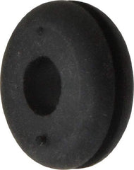 Made in USA - 7/8" OD, 5/16" Thick Flexible Grommet - Rubber, 5/8" Slot Diam x 1/16" Slot Width - Industrial Tool & Supply