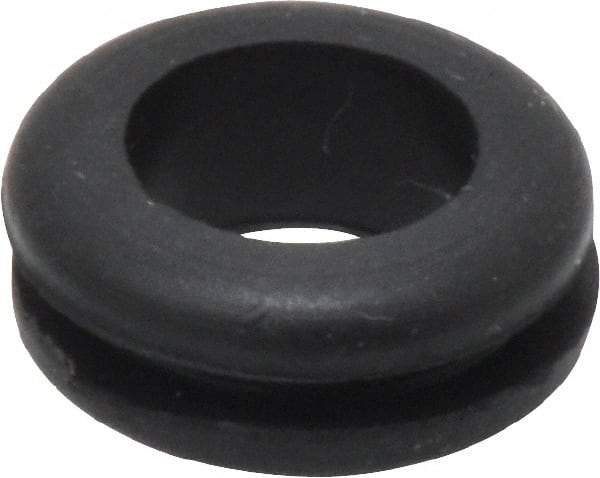 Made in USA - 5/8" OD, 1/4" Thick Flexible Grommet - Rubber, 1/2" Slot Diam x 1/16" Slot Width - Industrial Tool & Supply