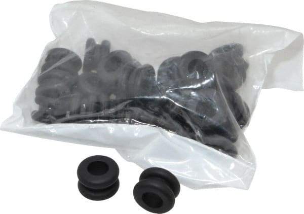 Made in USA - 3/4" OD, 1/2" Thick Flexible Grommet - Rubber, 17/32" Slot Diam x 1/8" Slot Width - Industrial Tool & Supply