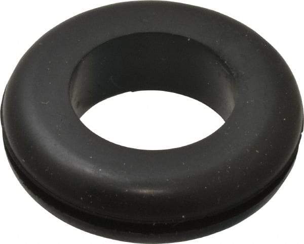 Made in USA - 1-1/8" OD, 5/16" Thick Flexible Grommet - Rubber, 7/8" Slot Diam x 1/16" Slot Width - Industrial Tool & Supply