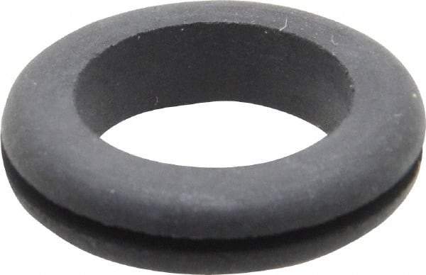 Made in USA - 1-1/8" OD, 9/32" Thick Flexible Grommet - Rubber, 7/8" Slot Diam x 1/16" Slot Width - Industrial Tool & Supply