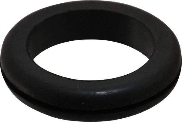 Made in USA - 2-1/8" OD, 7/16" Thick Flexible Grommet - Rubber, 1-3/4" Slot Diam x 1/16" Slot Width - Industrial Tool & Supply