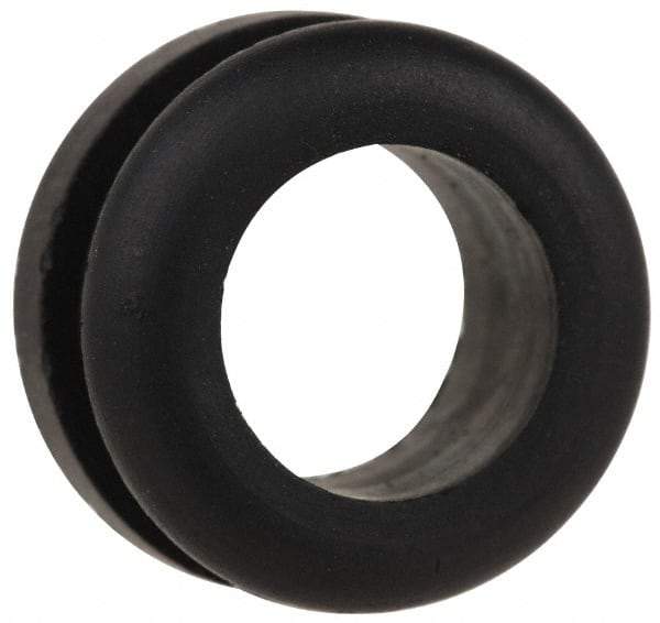 Made in USA - 5/8" OD, 5/16" Thick Flexible Grommet - Rubber, 1/2" Slot Diam x 1/8" Slot Width - Industrial Tool & Supply